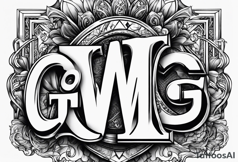 combined letter g and m
with suits of cards tattoo idea