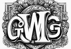 combined letter g and m
with suits of cards tattoo idea