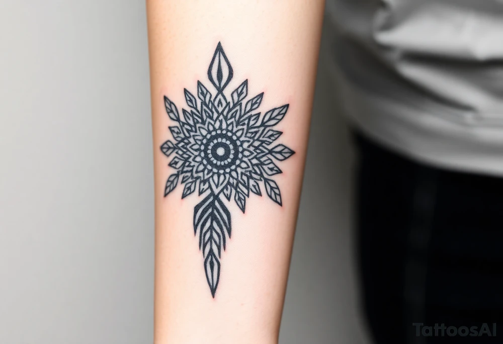 spiritual feather indian mandala shaman tattoo idea