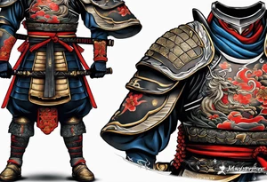Samurai full armor facing sideways full sleeves tattoo idea