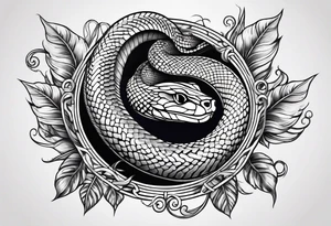 snake with leaves and vines tattoo idea