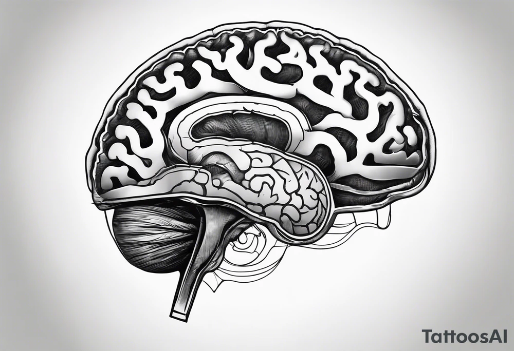 Anatomical brain in media sagittal section tattoo idea