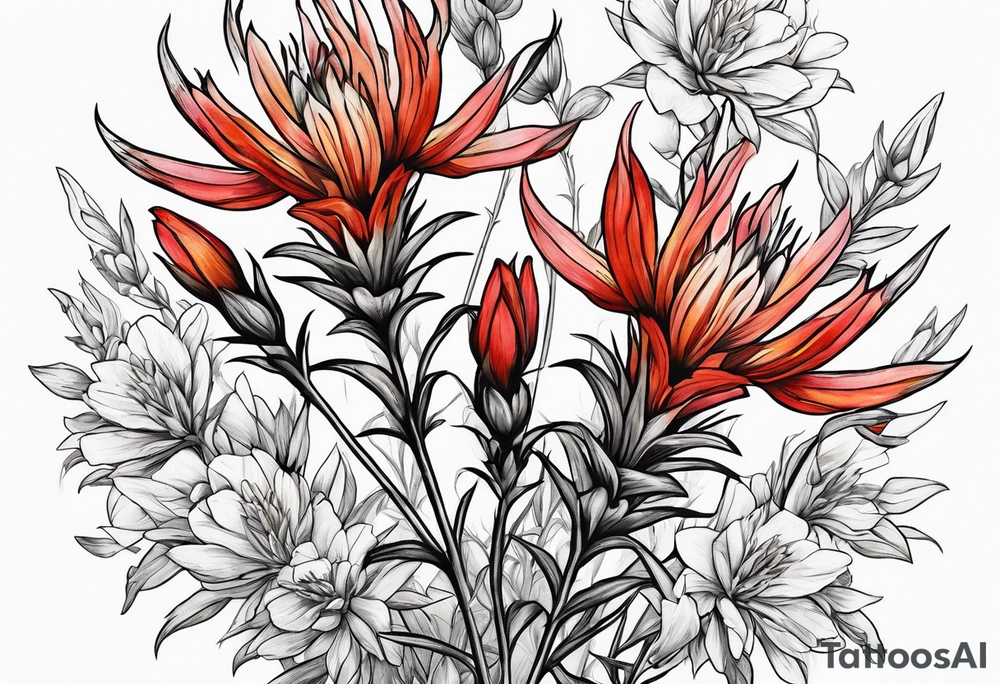 Indian paintbrush with stem tattoo idea