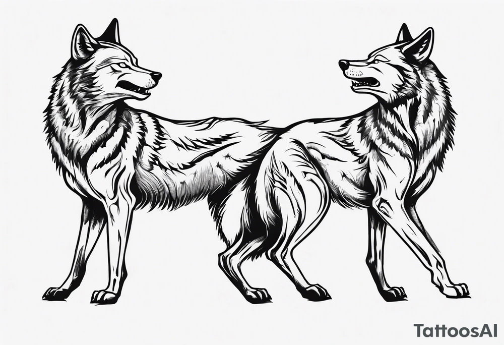 two wolves dancing on their hind legs. they should be visibly dancing and facing one another tattoo idea two wolves dancing on their hind legs. they should be visibly dancing and facing one another tattoo idea