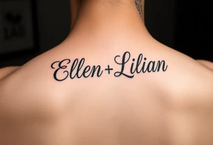 Ellen and Lilian names in Picasso style tattoo idea