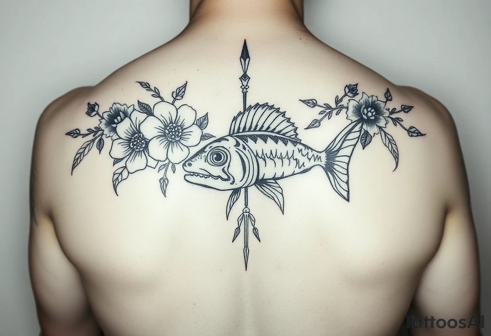 Tiki, Blumen, Wellen, Tintenfisch, Schildkröte, #299 (Klein), schwarz, old school tattoo idea