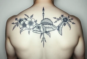 Tiki, Blumen, Wellen, Tintenfisch, Schildkröte, #299 (Klein), schwarz, old school tattoo idea