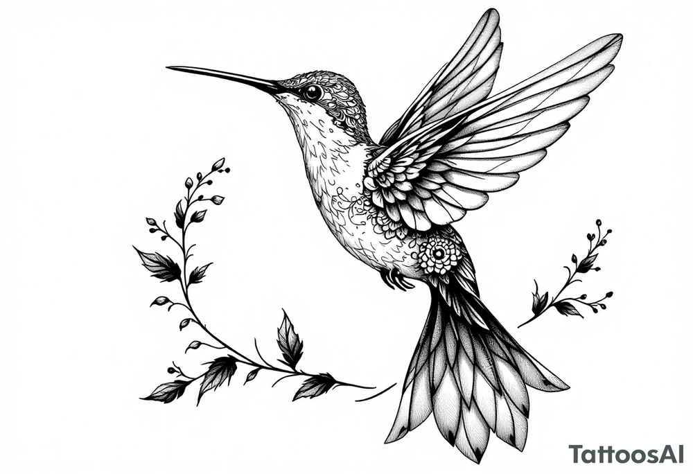 Neo traditional hummingbird tattoo idea