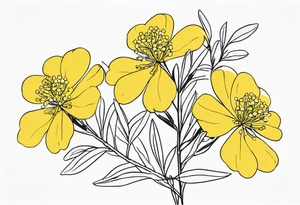 national Australian flower (waratha or the golden wattle), simple/not to detailed, placed to be able to extend a whole bouquet tattoo idea