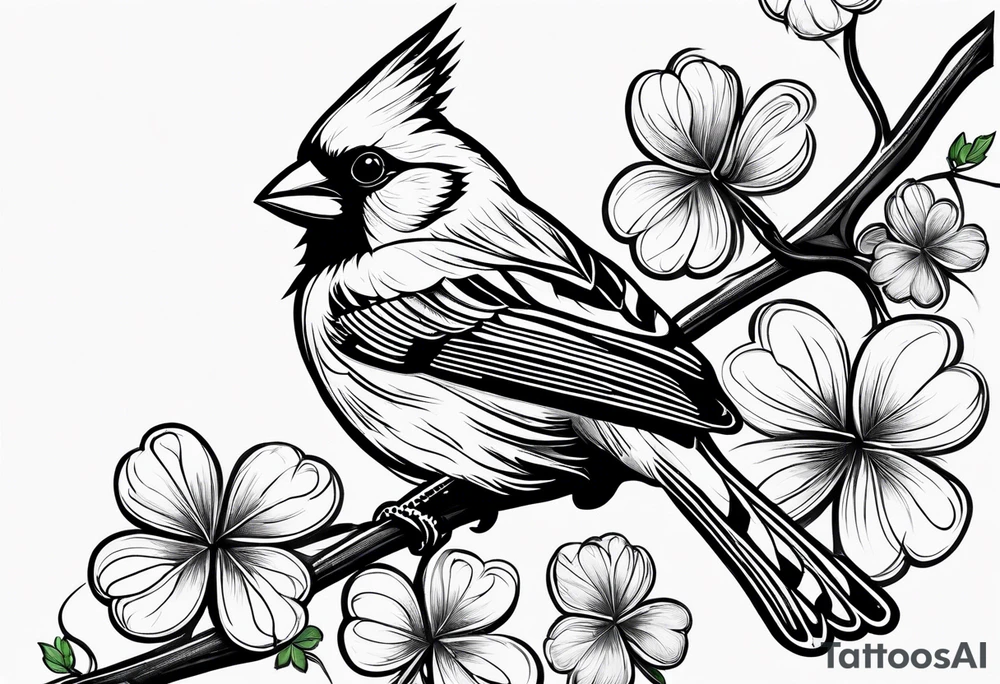 Cardinal and four leaf clover tattoo idea