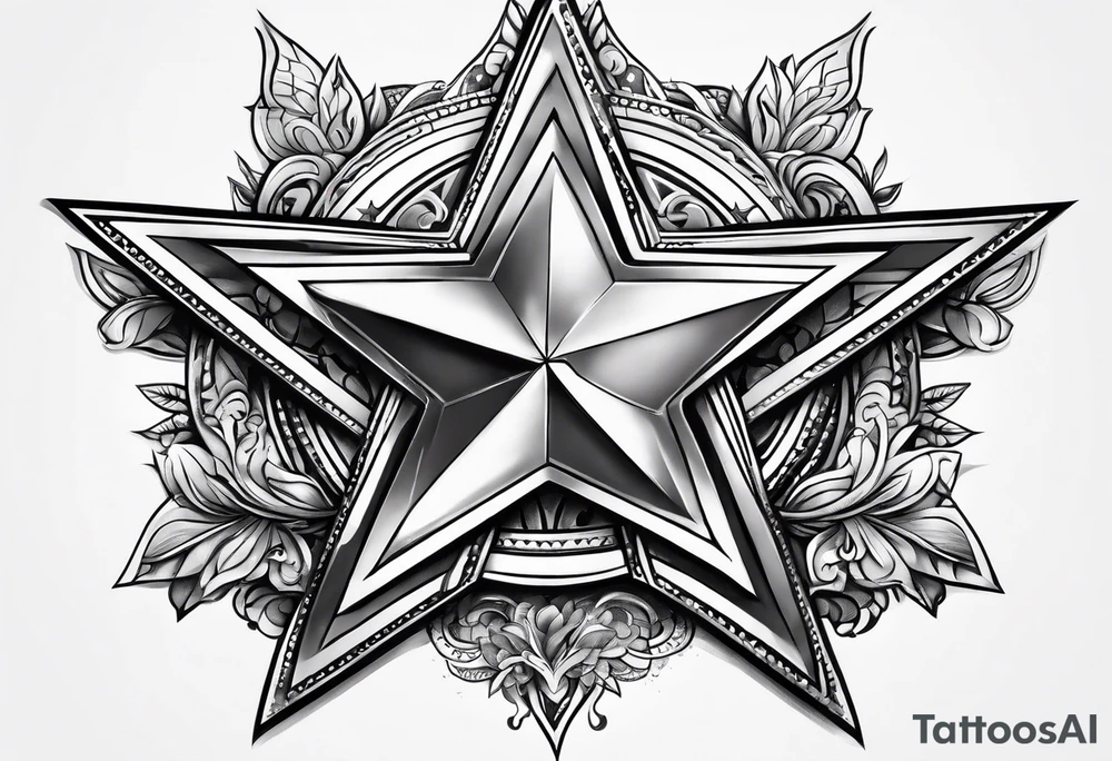 star with border around star tattoo idea