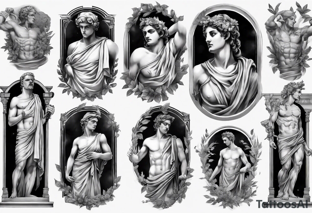 GREEK STATUES 
ARM SLEEVE 
REALISTIC tattoo idea