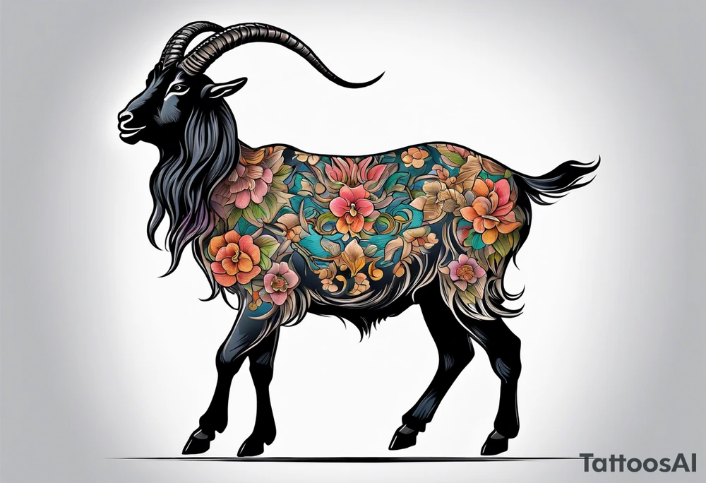 goat standing in two legs tattoo idea