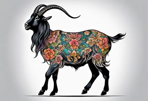 goat standing in two legs tattoo idea