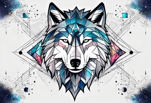 Constellation, animal wolf, géométric tattoo idea