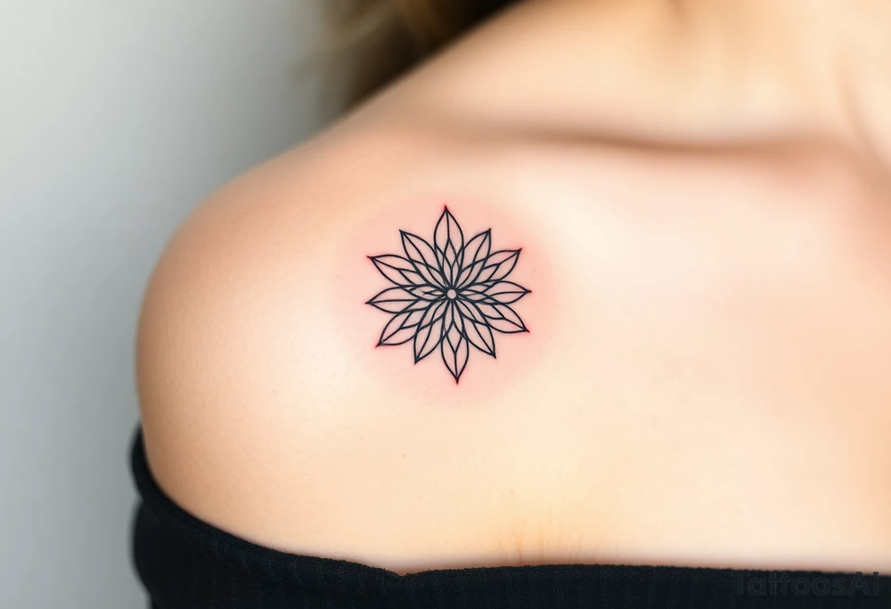 A floating Flower of Life with a glowing aura, appearing as if suspended in space tattoo idea