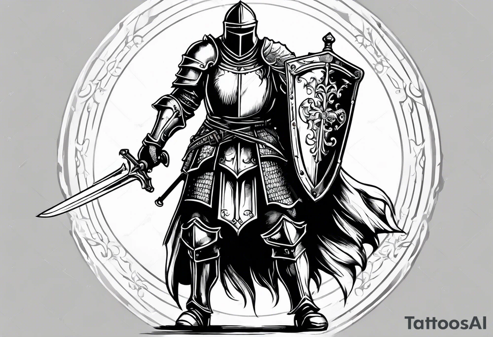 Medieval knight holding a sword tattoo idea