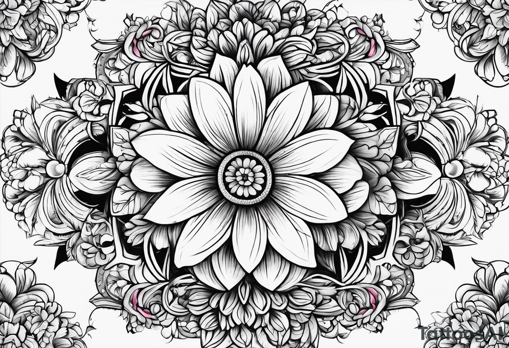 ornaments of flowers tattoo idea