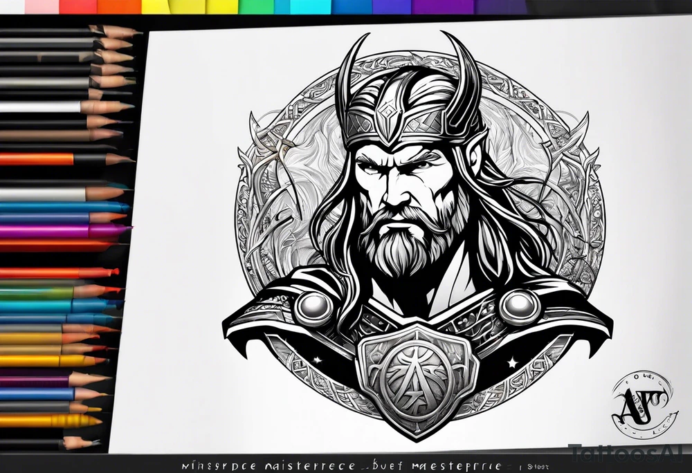 Thor with an Atheist "A" in the background tattoo idea