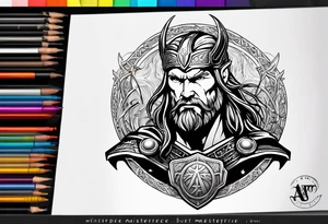 Thor with an Atheist "A" in the background tattoo idea