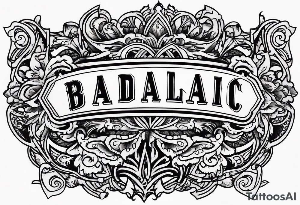 the word "BADILLAC" in old-school font tattoo idea