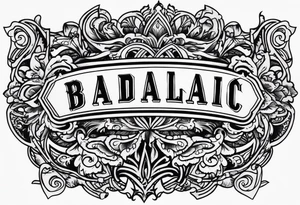 the word "BADILLAC" in old-school font tattoo idea