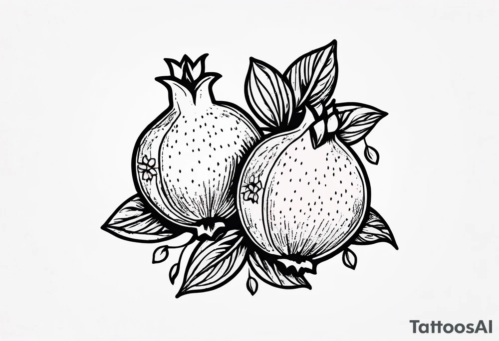 2 pomegranates with flowers small tattoo idea