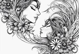Two separate pieces one for day and one for night placed on each side of the chest tattoo idea