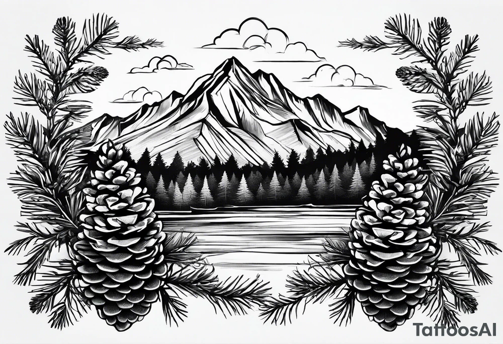 Pinecone transforming to a mountain tattoo idea