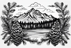 Pinecone transforming to a mountain tattoo idea