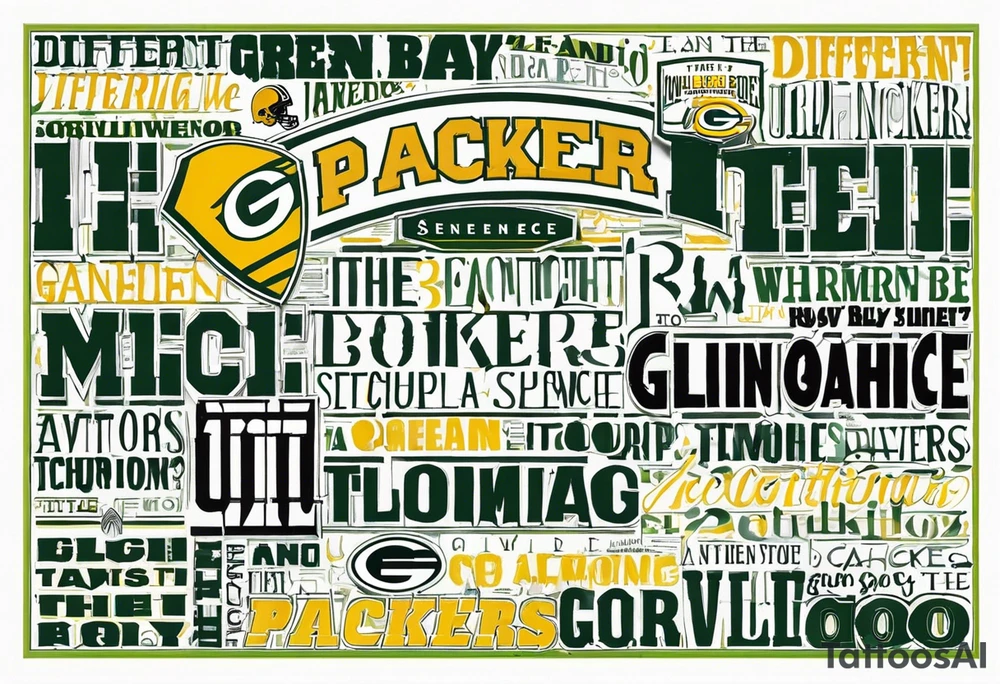 different text fonts for the following sentence.

And the Green Bay Packers. In that Order. tattoo idea