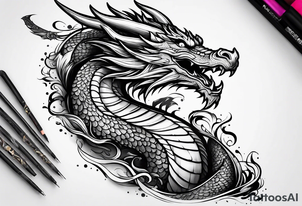 full arm sleeve dragon tattoo idea