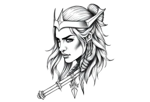 female viking worrier tattoo idea