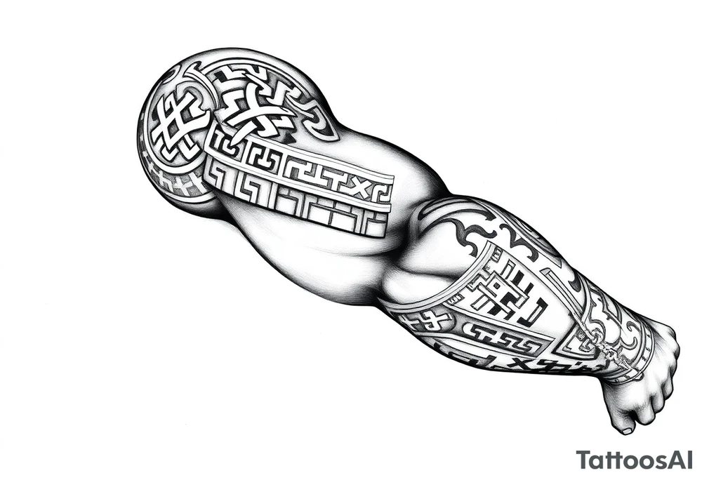 Nordic runes design left arm tattoo idea