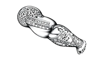 Nordic runes design left arm tattoo idea
