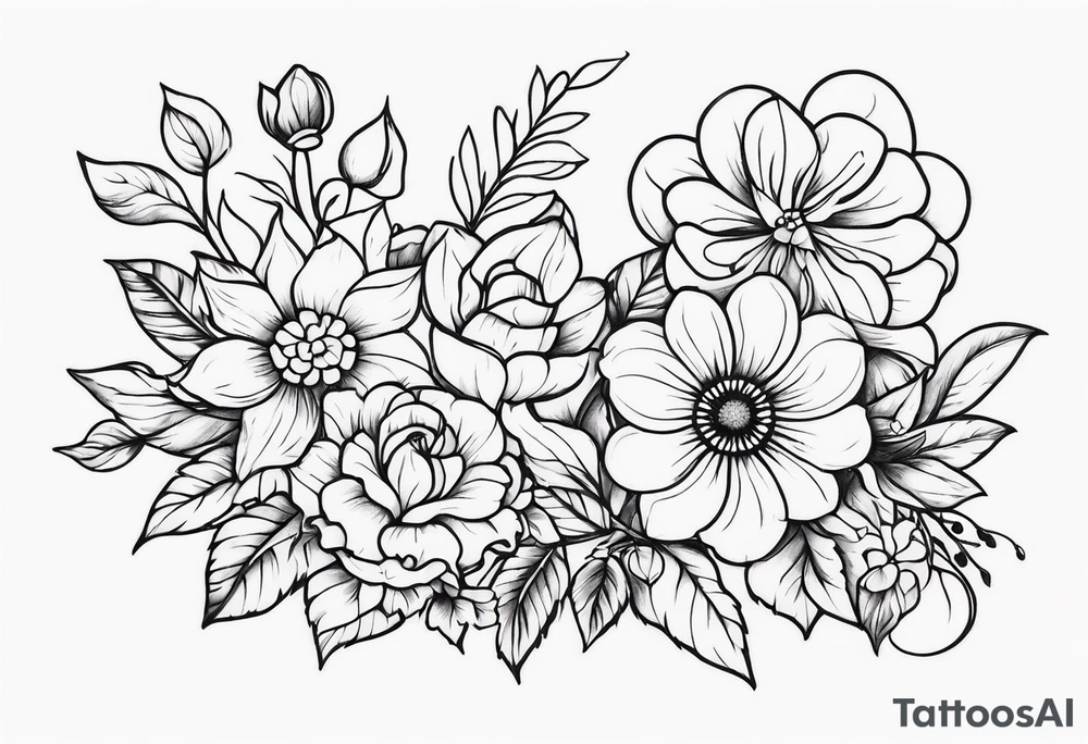 ornaments of flowers tattoo idea