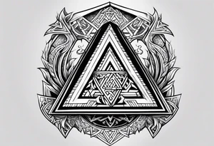 Valhalla shield valknut sword axe flame tattoo idea
