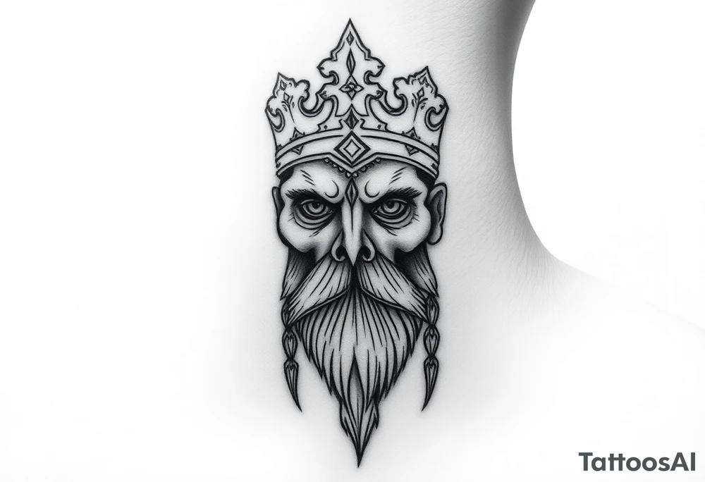 patriarch kiril head on the front of neck but in a way where it wont age poorly tattoo idea