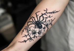 Spider Lilies from the anime demon slayer and Cherry Blossoms wrapped around the arm tattoo idea