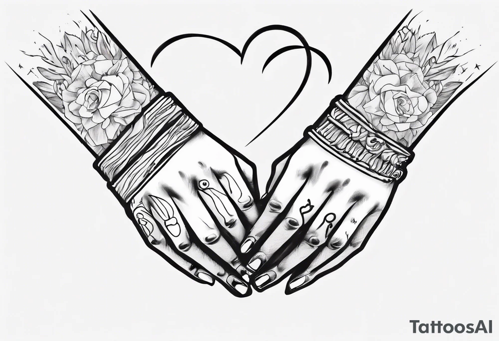 Really simple, only a few lines 
and clean tattoo of . two hands holding in love tattoo idea