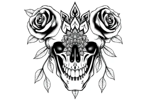 Skull with roses and mandala tattoo idea
