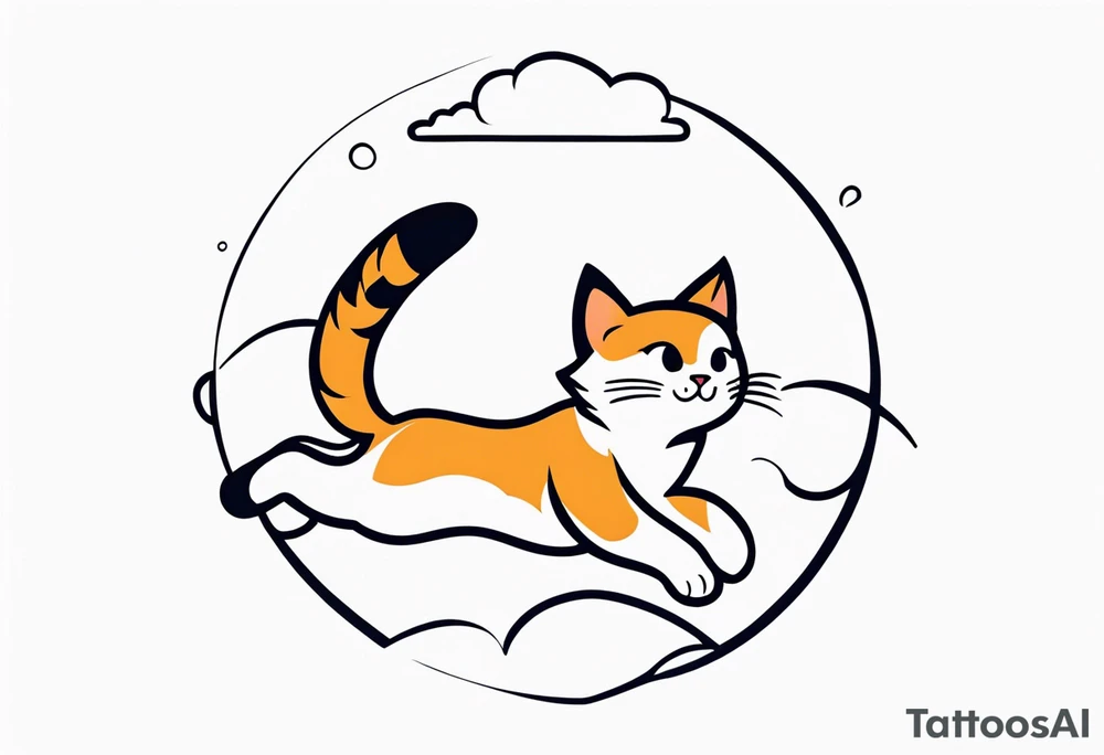 sky diving cat tattoo idea