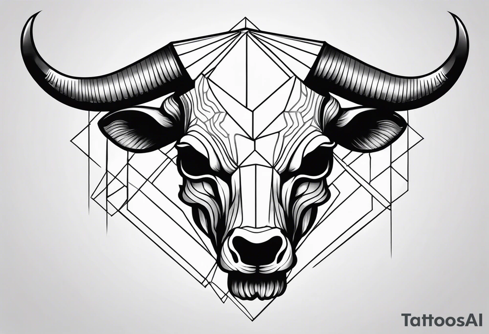 skull of a bull with a line frame, realistic, simple, texas tattoo idea