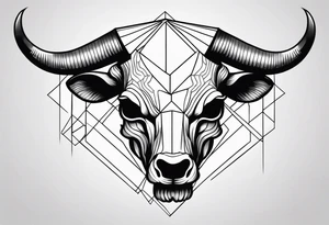 skull of a bull with a line frame, realistic, simple, texas tattoo idea