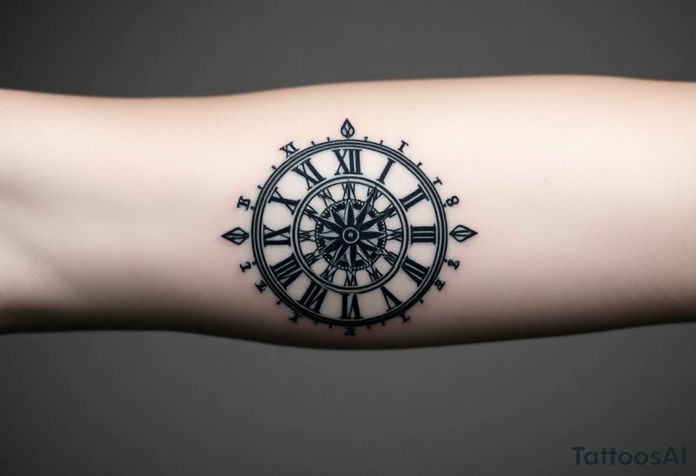 vintage roman numerals within ornate clockwork mechanism tattoo idea