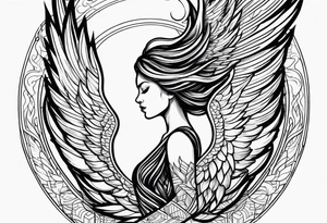 Woman rising into the phoenix tattoo idea
