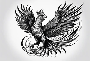 Phoenix riding from ashes side profile tattoo idea