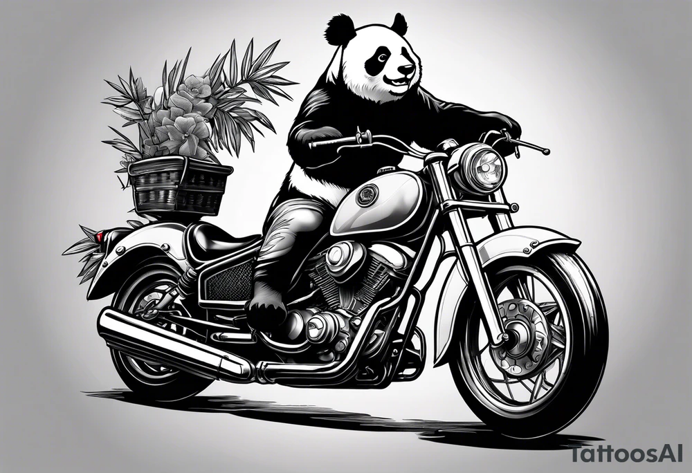 panda riding a motorcycle tattoo idea