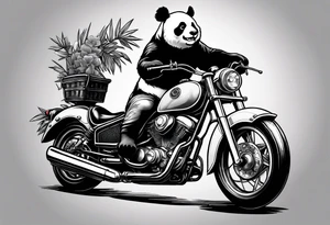 panda riding a motorcycle tattoo idea