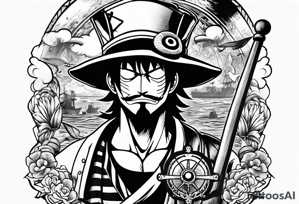 One Piece Shirohige and StrawHats flag tattoo idea